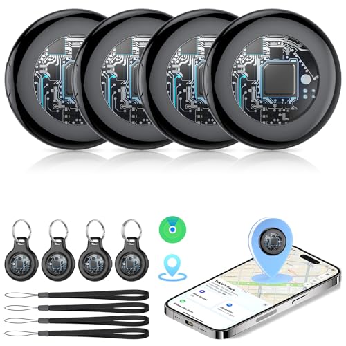 2026 New [Apple MFi Certified] Air Tracker Tags-4 Pack (iOS Only), Tukio Bluetooth Tracker for Apple Find My, Replaceable Battery, Key Finder and Item Locator Smart Tag for Keys, Bag, Luggage and More