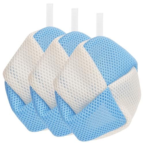Linkidea 3 Pack Soap Saver Pouch with Zipper, Exfoliating Body Sponge Scrubber with Hand Loop, Mesh Soap Foam Lather Pocket for Shower Bath (Round)