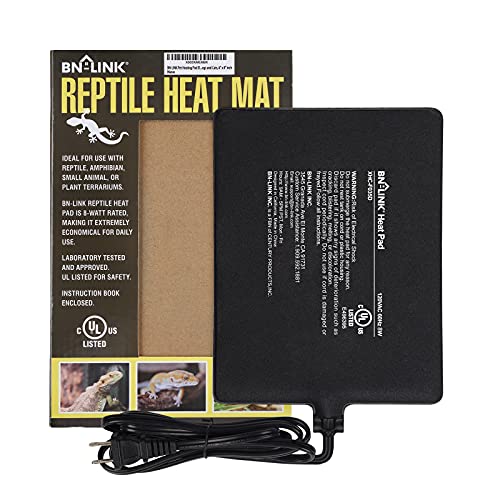 BN-LINK Reptile Heating Pad Electric Indoor Under Tank Terrarium Heating Mat Waterproof for Turtles, Lizards, Frogs, and Other Reptiles, 6 X 8