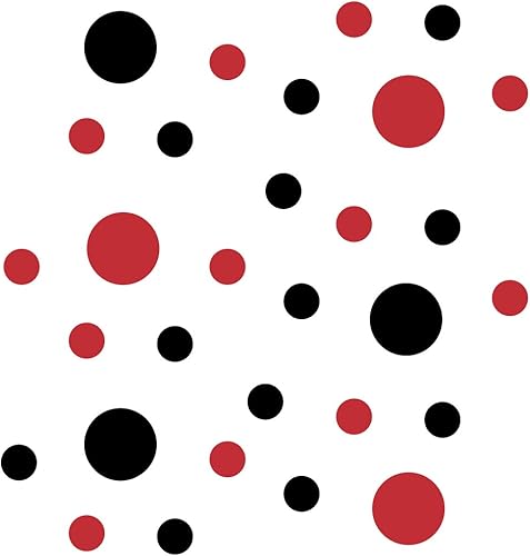 Miniatura 3 de Decal Venue - Juego de 30 calcomanías de vinilo con diseño de lunares negros y rojos