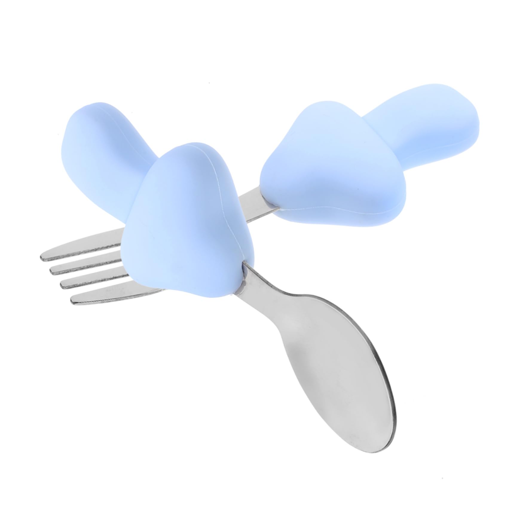 ERINGOGO Baby Silverware Set Utensils Boys and Girls Fork Short Handle for Baby Stainless Steel Silicone Handle Training Utensils