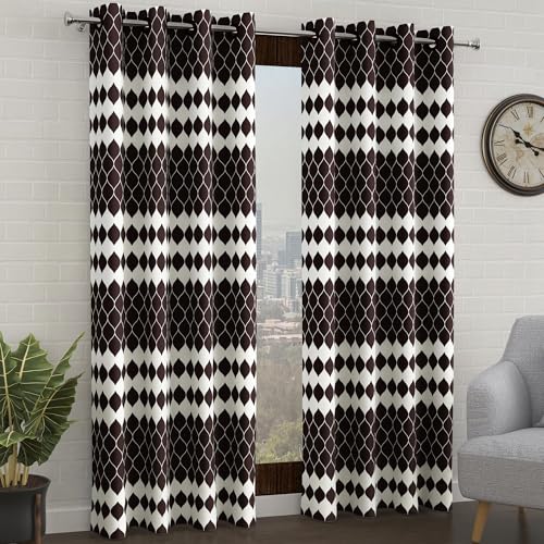 Image of Door Curtains 7 feet Long Set of 2 | Abstract Design | Polyester, Light Filtering Curtains and Drapes | Curtains for Living Room | (118 x 215 cm, Black & White) | Perfect for Home Decor
