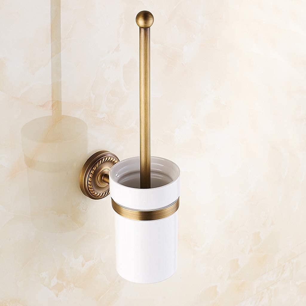 Set di scopini per WC, scopino per WC a Parete con Supporto in Ceramica, Manico Comodo e Resistente con Design Antiscivolo, scopino per Tazza del WC, Supporto antigoccia Facile da installare