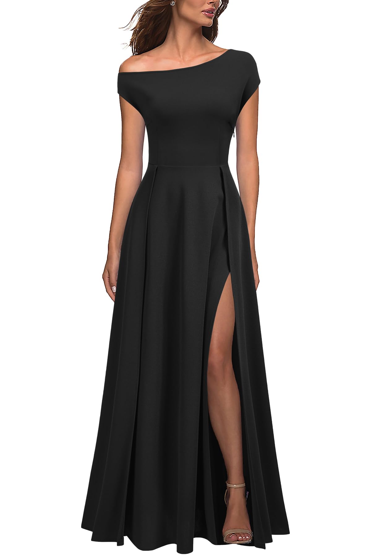 MUSHARE Womens One Shoulder Formal Dress Sexy Split Party Long Cocktail Dresses