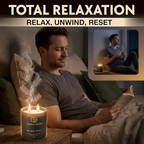Image of Candles for Men Gift Set - 3x10oz Premium Soy Wax Scented Candles