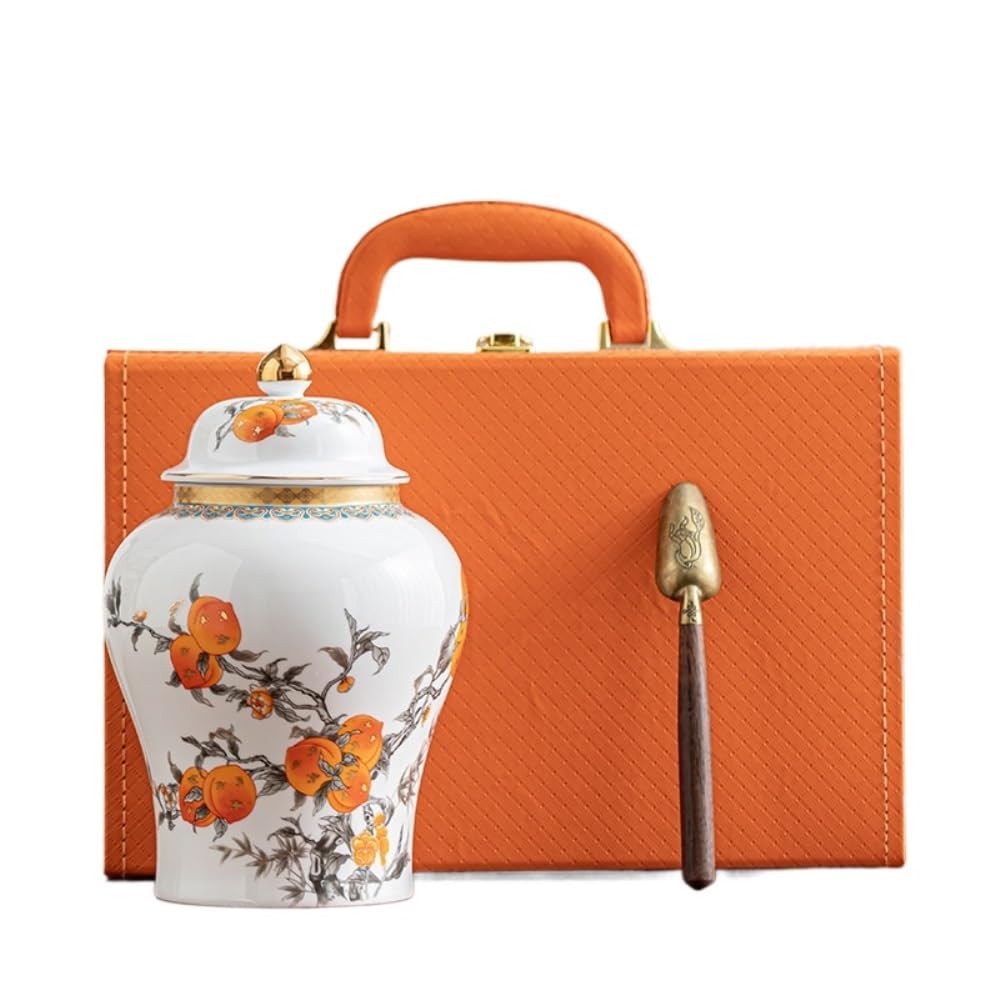 CMBSSTFC Pojemnik na herbatę Ceramiczny pojemnik do przechowywania luzem herbaty Słoik Kuchnia Zamknię słoik do przechowywania Vintage Teaware Pojedynczy/podwójny zestaw pudełek upominkowych Puszka na