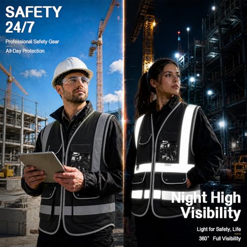 Image of XIAKE Reflective Safety Vest for Men & Women High Visibility Class 2 Vest with Pockets Meets ANSI Standards