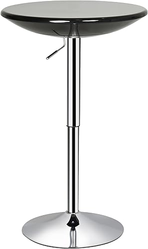 HOMCOM Mesa redonda de cóctel de 24.5 pulgadas, base de metal, escritorio alto para bistró, altura ajustable, color negro y plateado