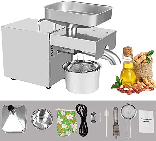 Oil Press Machine 110V Commercial Automatic Oil Extractor Presser Automatic Oil Maker Stainless Steel Expeller for Seed Almond Coconut Walnut Sesame Castor