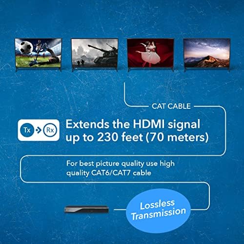 OREI 4K 4x4 HDMI Extender Matrix - UltraHD 4K @ 60Hz 4:4:4 Over Single CAT5e/6/7 Cable with HDR Switcher & IR Control, RS-232 - Up to 230 Ft - 1080P Downscale - 4 x Loop Out - 4 Receivers Included