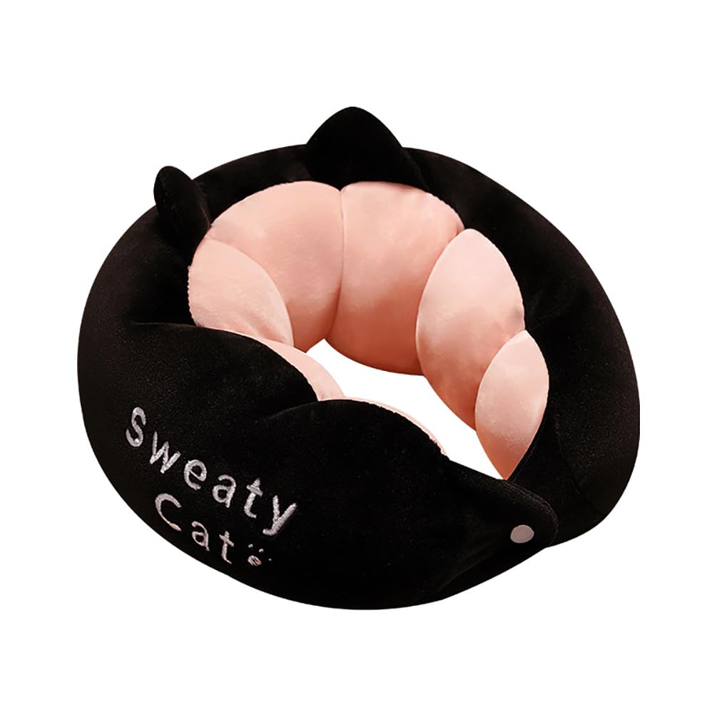 Maibar Black Travel Pillow For Airplanes Cartoon Animal Neck Pillow Traveling Pillow For Car (Black)