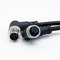 Vista 1 de Elecbee M12 Conector de ángulo recto macho a hembra A-Coding 1M AWG22 hembra a macho Cable M12 (5 pines)