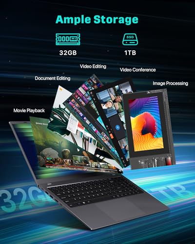 Image of Laptop Computer 15.6 inch - 32GB RAM 1TB SSD Laptops, Pentium Gold Processor(Up to 3.4GHz), 1080P FHD Screen, USB3.2, Type-C, WiFi5, BT5.2, PC Laptop for Business and Student