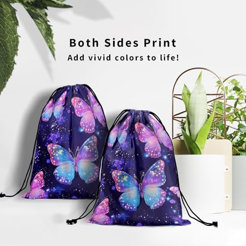 Image of Nerxy Galaxy Butterfly Gymnastics Grip Bag - Stars Grip Bags for Gymnastics Mini Gym Bag Drawstring Storage Pouch Adjustable