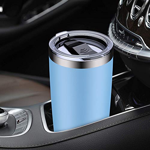 Image of Umite Chef 20oz Tumbler Double Wall Stainless Steel Vacuum Insulated Travel Mug with Lid, Insulated Coffee Cup, 2 Straws, for Home, Outdoor, Office, School, Ice Drink, Hot Beverage (20oz, Blue)