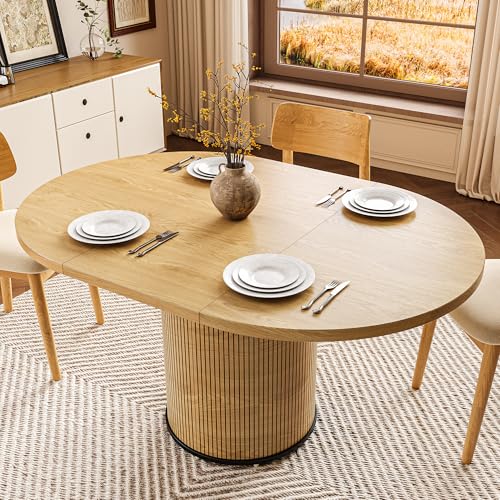 EPLICEMR Extendable Round Dining Table for 4-8, 43in-59in Modern Wood