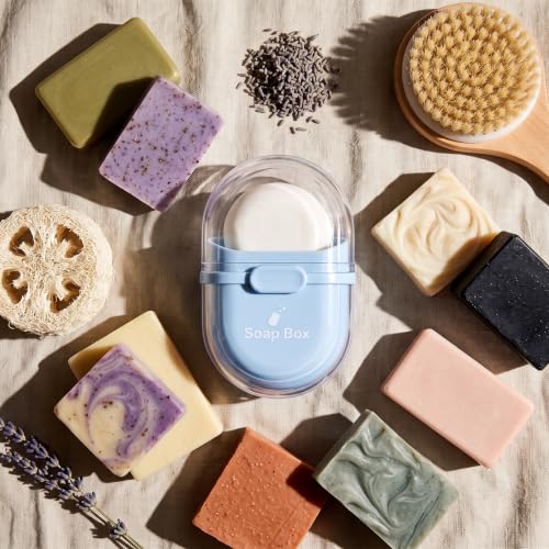 Image of Travel Soap Case, Leakproof Compact and Durable Plastic Soap Holder with Lid, Portable Soap Holder for Traveling, Transparently Soap Dish for Bathroom, Outdoor Hiking, Camping (Blue, 1 Pcs)