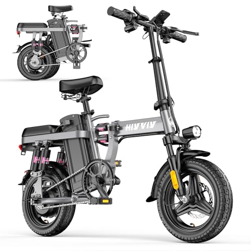 HiyViy Foldable-Electric-Bike for Adults, Folding-E-Bike with Peak700W Motor and 480Wh Battery, Max 25MPH and 25Miles, Mini-Electric-Bike and 10 Shock Absorber Lectric Ebike for Commuting, Gray