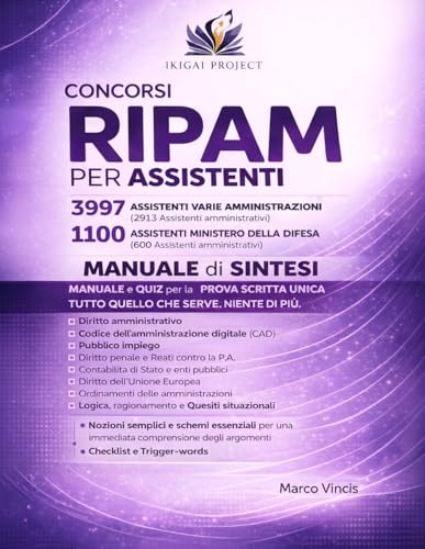 CONCORSI RIPAM PER ASSISTENTI MANUALE RIASSUNTIVO 2026 - 3997 assistenti varie amministrazioni - Manuale di Sintesi: Sintesi operativa per il concorso ... Tutto quello che serve. Niente di più.