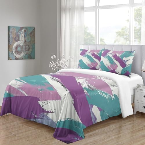 Housse de couette géométrie 3D parure de lit microfibre 140x200