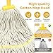 String Wet Mop for Floor Cleaning,Industrial Cotton Mop with Long Handle, Regular Mops for House Kitchen Bathroom Garage Office Hardwood Concrete Tile Floors,Yellow