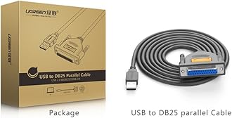 UGREEN USB Male to DB25 Female Parallel (25 Pin) Printer Cable Adapter, 6FT Connector DB25 IEEE 1284 Converter for Old Printer Support Windows 11/10/8/7/macOS10.4 (Tiger) to 13 (Ventura)/Linux