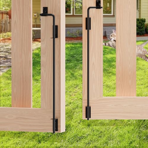 Image of 24 Inch Cane Bolt Gate Drop Rod, Square Heavy Duty Gate Latch, Cane Bolts for Wood Vinyl Metal Fences Gates-(Black Finish,2 Pack)