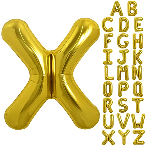 Image of TONIFUL 40 Inch Large Gold Letter X Balloons - Helium Filled Foil Mylar Big Balloons for 2026 New Year Eve Graduation Wedding Baby Shower Birthday Party & Anniversary Decorations