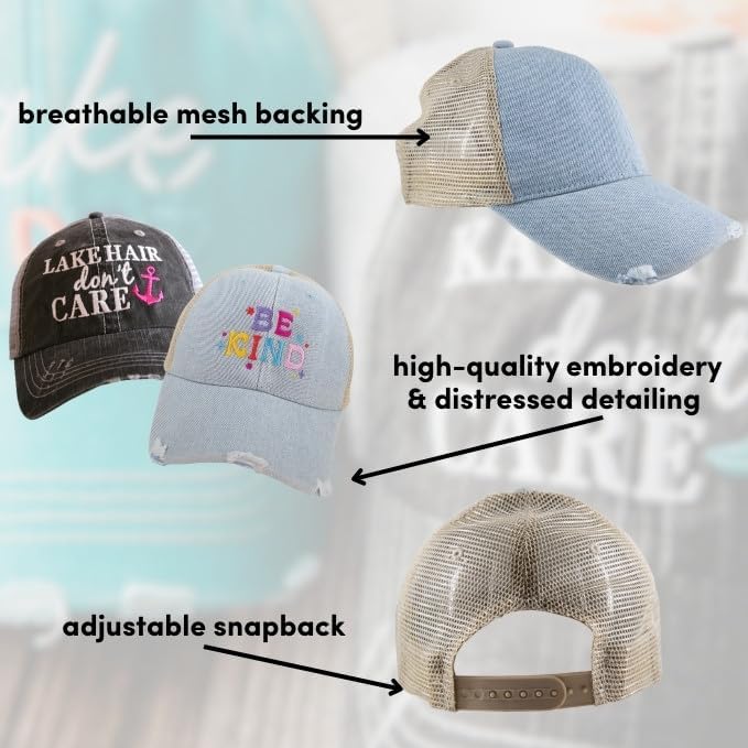 KATYDID Boat Hair Don’t Care Baseball Cap - Trucker Hat for Women - Stylish Cute Sun Hat Pink - Image 3