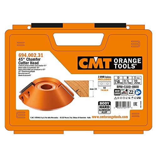 Image of CMT CMT 694.002.31 45Degree Chamfer Cutter Head, 5-29 /32-Inch Diameter, 1-1 /4-Inch Bore