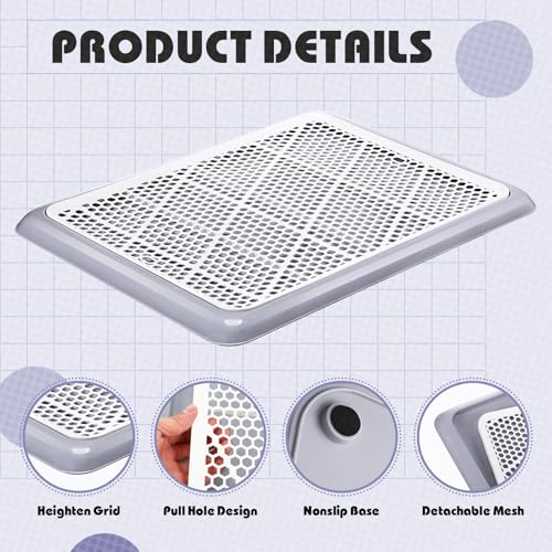 Image of Mifoci 2 Pcs Dog Potty Tray Mesh Puppy Training Pad Holder Floor Protection Portable Pee Pad Pet Toilet Training Tray Litter Box Corner for Medium and Large Dogs (19.7 x 14.2 Inch,Gray)