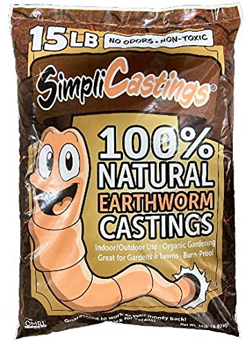 SimpliGardening 100% Pure Natural Earthworm Castings 15 LB