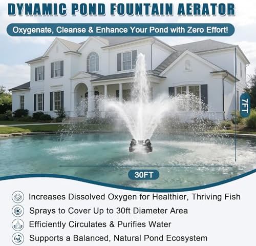 Floating Pond Fountain, 750W 110V 15,000 GPH Pond Pump with 4 RGB Lighting, 100-Foot Power Cord for Small & Large Ponds, Lakes - 3