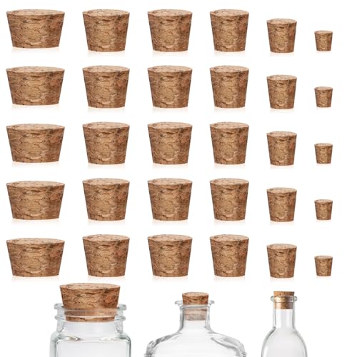 30 Stück Korkstopfen Konisch 6 Größen Weinflaschen Konische Korkstopfen Korken Zum Basteln Konische Korkstopfen Flaschenkorken Bier Korken Champagner Stopper Ersatz Kegelförmige leere Weinkorken