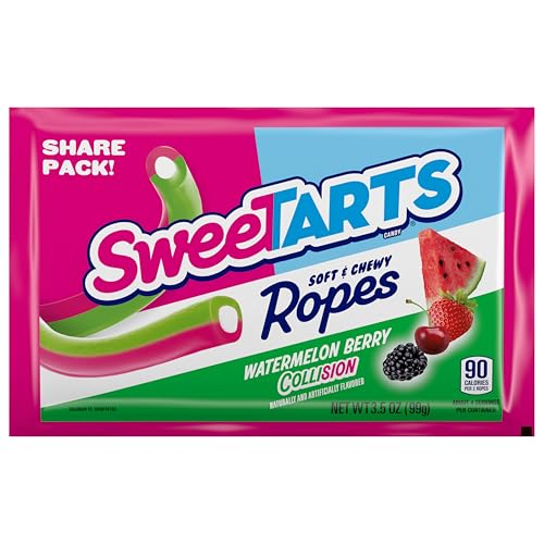 Image of SweeTARTS Ropes Watermelon Berry Collision Candy, 3.5 oz, 12 Pk