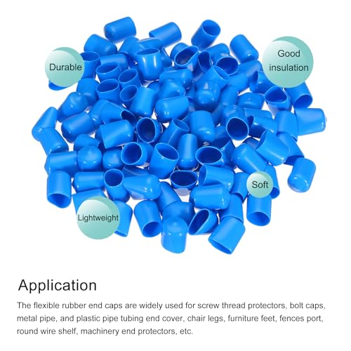 Image of MECCANIXITY 100pcs 16mm(5 /8 inch) Rubber End Caps Cover PVC Vinyl Screw Thread Protector Round Wire Shelf Caps for Screw Bolt Pipe Fence Post, Light Blue
