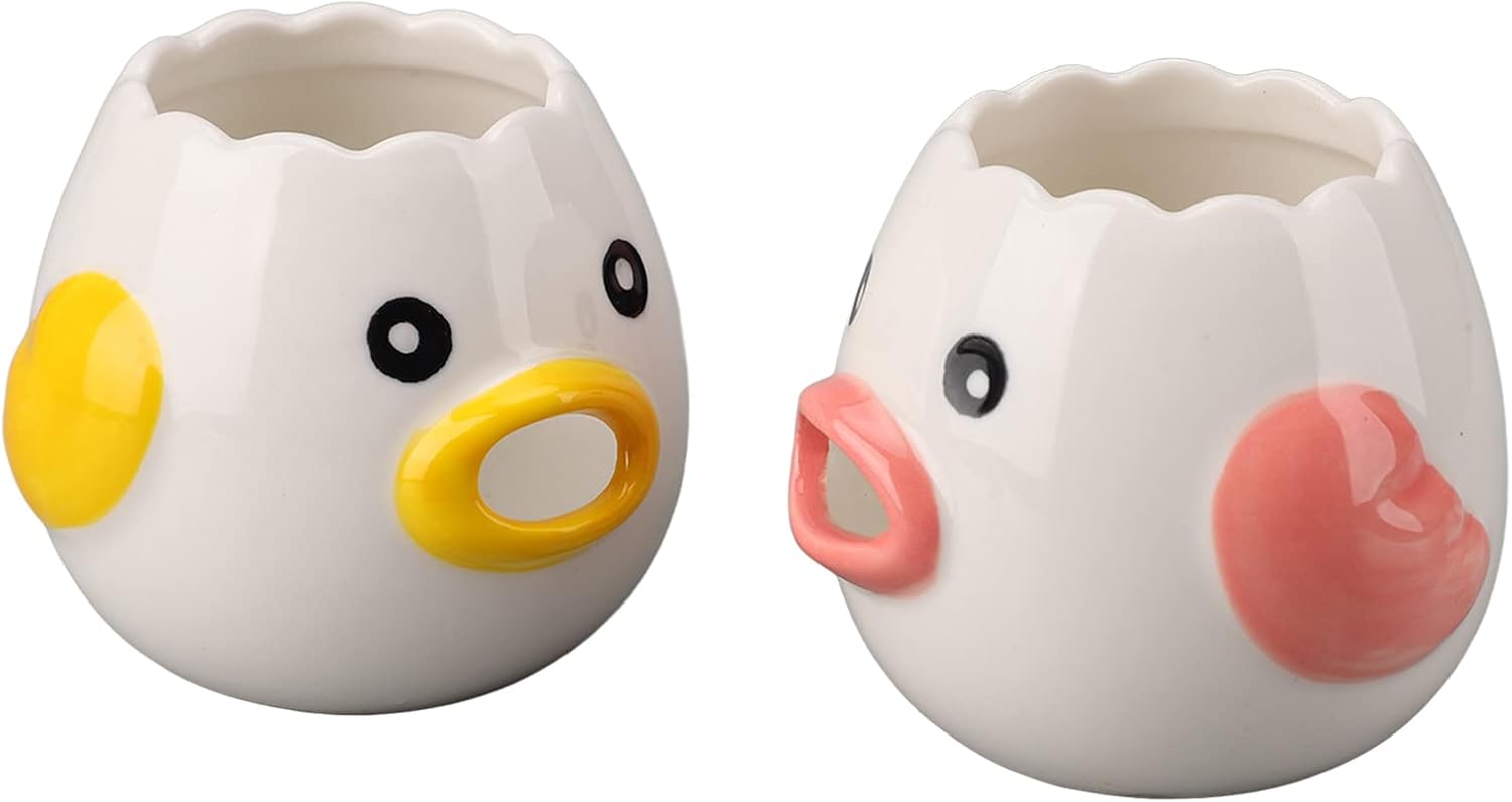 Egg Separator Ceramic Chicken Shaped Fun Yolk White Filter for