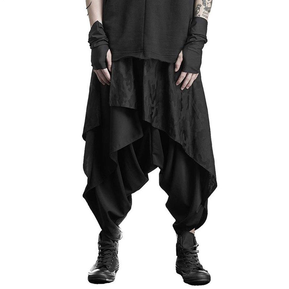 コムデギャルソン　サルエルパンツ　ワイド変形　ウエストゴム　アシンメトリー　黒 COMME des GARCONS コムデギャルソンCOMME エステル変形サルエル