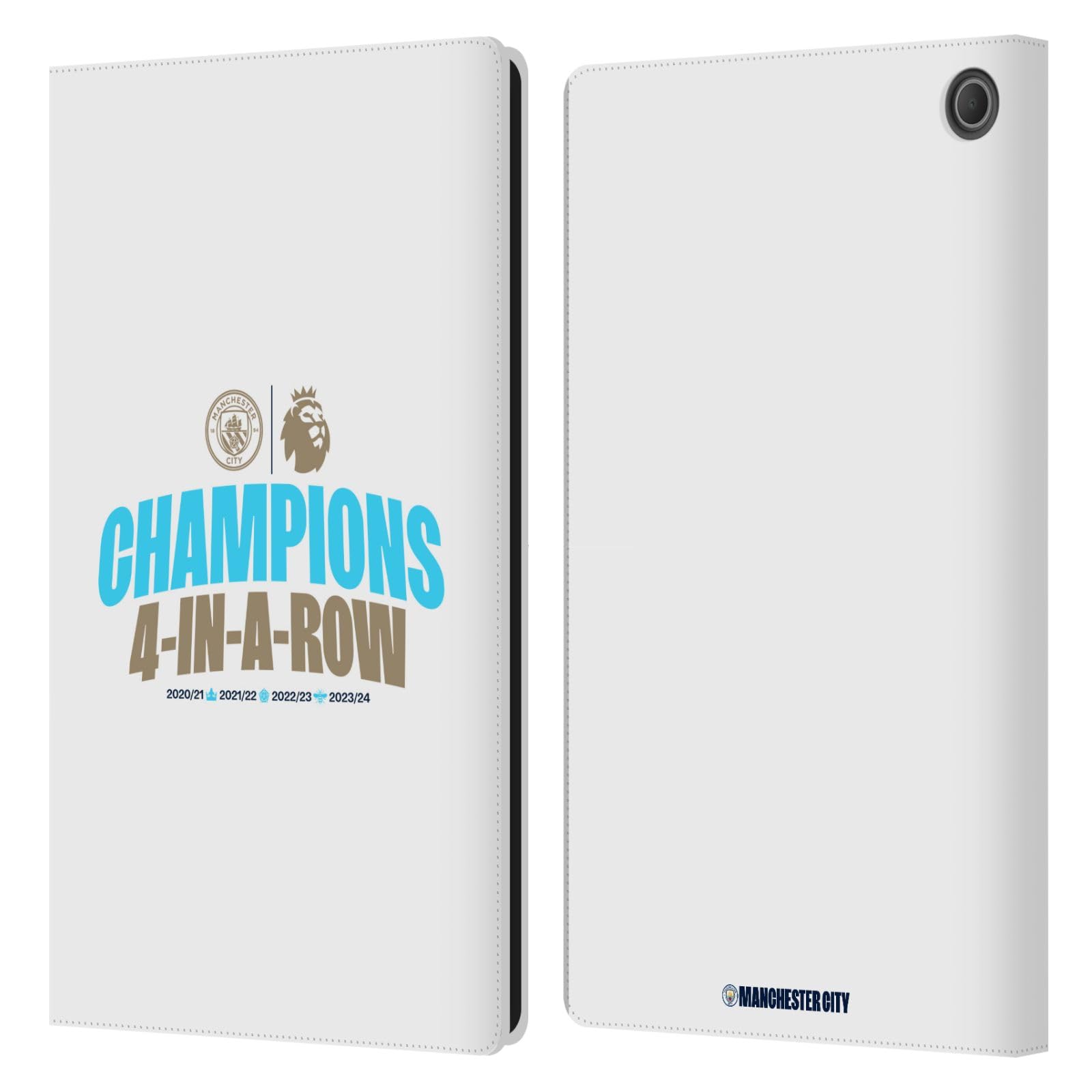 Head Case Designs Officially Licensed Manchester City Man City FC 4 in A Row Light 2024 Premier League Champions Leather Book Wallet Case Cover Compatible with Amazon Fire Max 11 2023