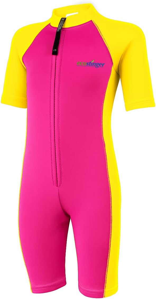 EcoStinger® Girls One Piece Sunsuit UV Protective Swimsuit Chlorine Resistant UPF50+ Pink Yellow