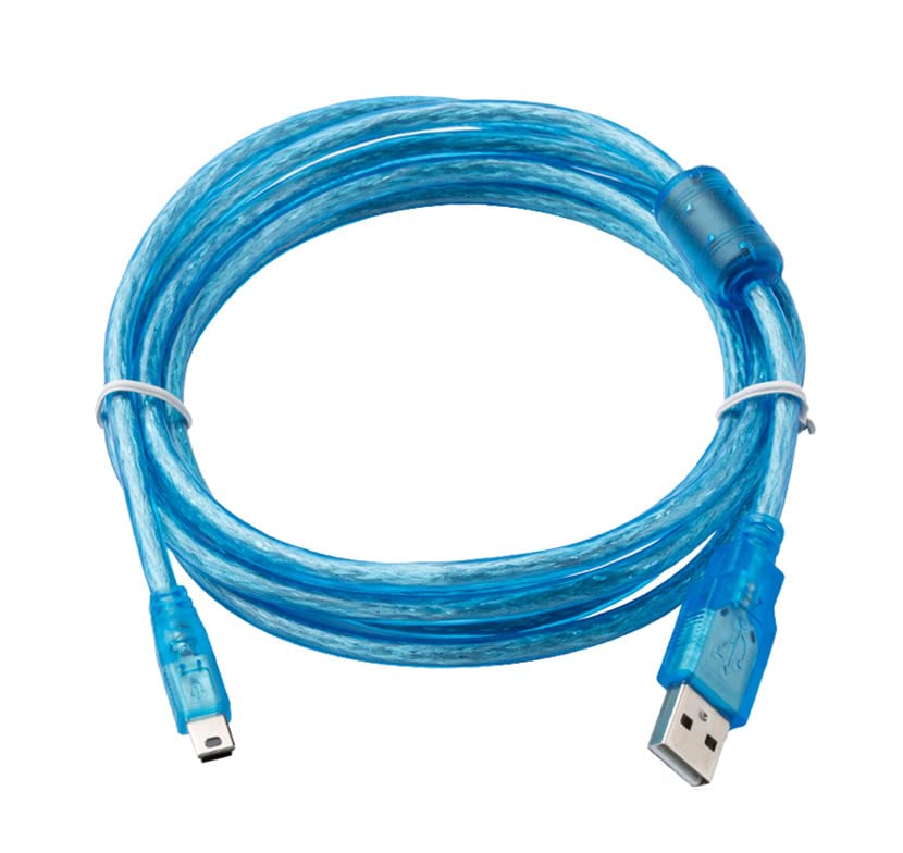 USB-Q for Q Series PLC Programming Cable USB-Q06UDEH/Q03UDE Data Download Cable Mini Cable Transparent (Blue 5m)