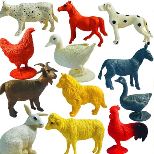 Image of 12-Pcs Farm Animal Toy Set for Kids | Medium-Sized Realistic Farm Animals for Toddlers 2+ Years | Learning & Educational Animal Figurines | Boys & Girls Birthday Gift | Domestic Animal Figures