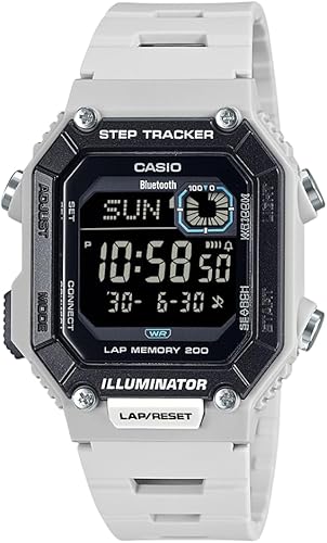 Casio WS-B1000 Series | Men's Digital Watch | (Black) | 100M WR | Step Tracker | LED Illuminator | 100 SEC Chronograph | Daily Alarm | 2-Year Battery, White, WS-B1000-8BV