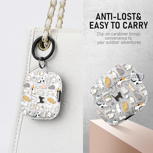 Image of Gedicht Kitty Cat Pattern TPU Soft Case for Airpods 3, Shockproof with Cleaner Kit & Keychain