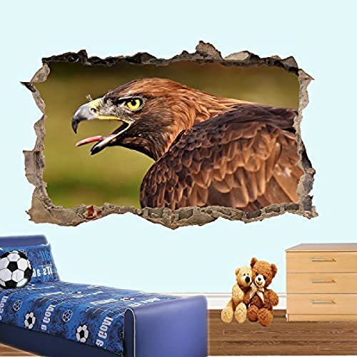 3D Wall Sticker Removable Wildlife Hawk Eagle Falcon Wall Stickers 3D Art Mural Poster Room Decal 55X80Cm #TOP2