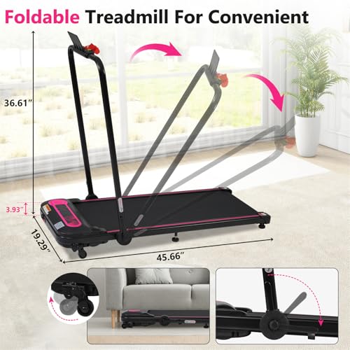 Image of Folding Walking Pad for Small Spaces, Portable Under Desk Treadmills for Home Office, Walking Pad Treadmill, 300LBS Capacity Treadmill for Walking Running - Two Ways to Adjust Speed