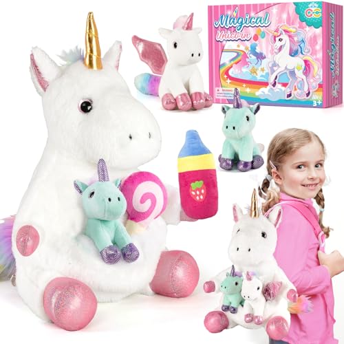 Peluche Unicornio Regalo Niños 3 4 5 6 7 8 Años Unicornios Mamá con Bebés Unicornio Juguete...