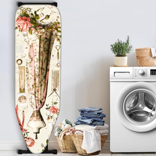Image of Nuxovilar Floral Dress Form Ironing Board Cover 15x54 Polyester | Iron Pad Scorch Guard laundry helper protective board shield home laundry room craft studio (Dress Form)