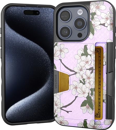 Image of Smartish iPhone 15 Pro Wallet Case - Wallet Slayer Vol. 2 [Slim + Protective] Credit Card Holder w /Kickstand - Drop Tested Hidden Card Slot Compatible w /Apple iPhone 15 Pro - Very Cherry Blossom