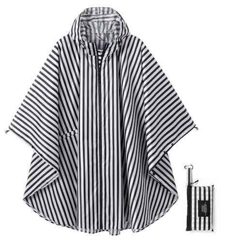 Image of salamra Rain Poncho Jacket - Hooded Waterproof Raincoat with Pocket for Women Men Adults